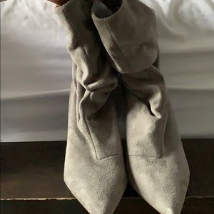 Grey suede slouchy booties
